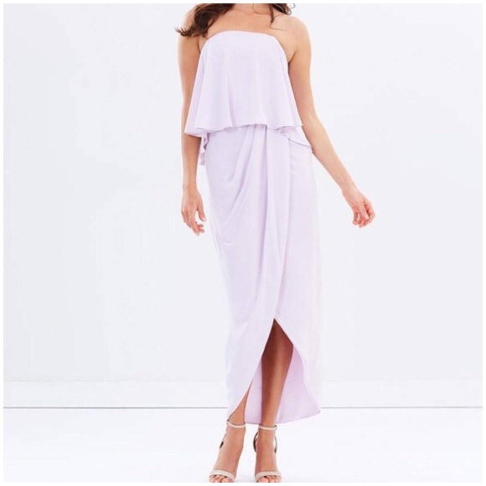 NWT Shona Joy REVOLVE Lilac Frill Strapless Dress